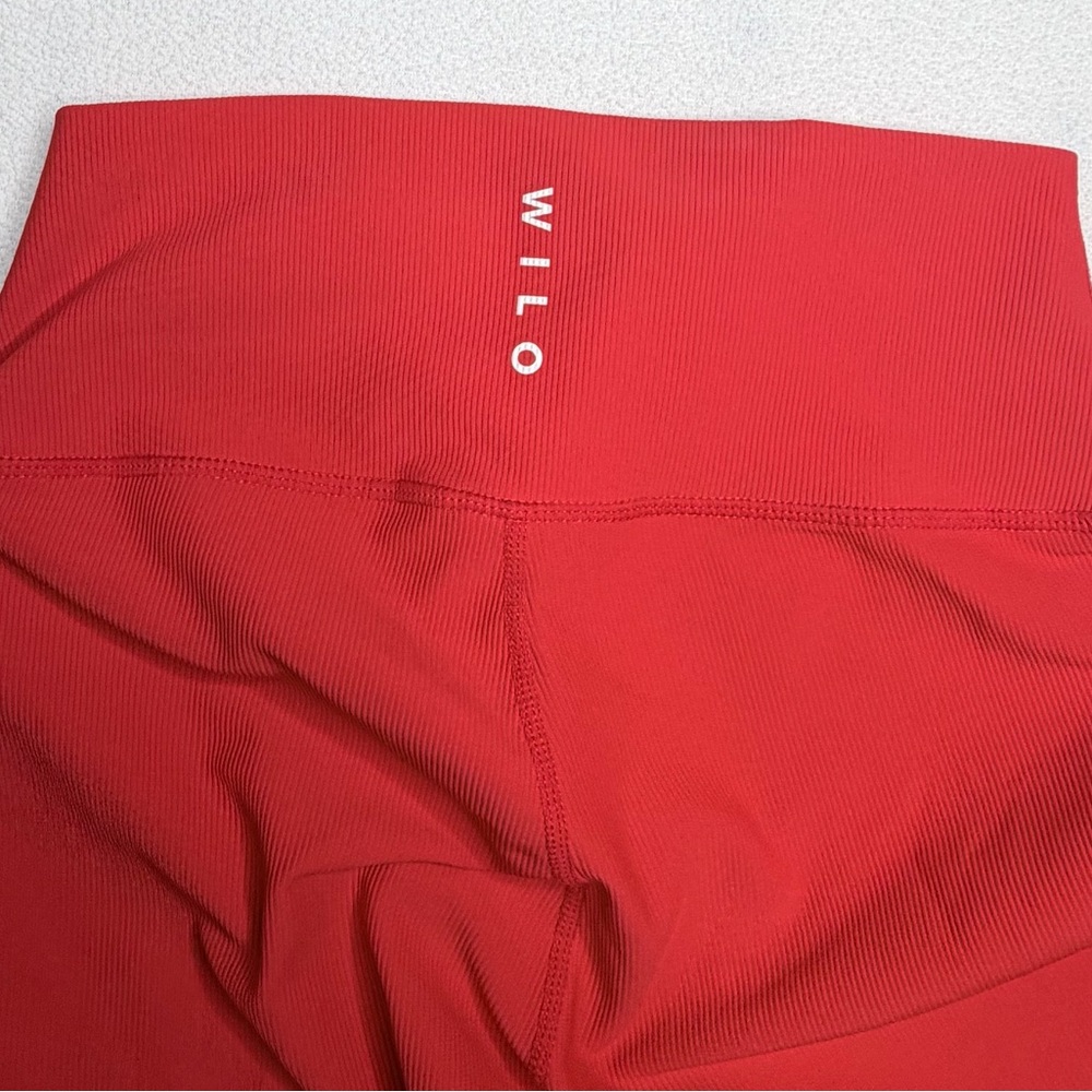 Wilo the Label Ribbed High-Waisted Leggings•Fire Red - Picture 6 of 11